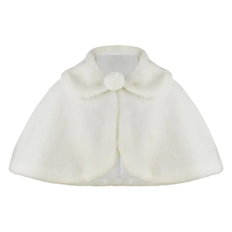 Mädchen Plüsch Schal Elegante Prinzessin Kleid Passenden Mantel Blume Mädchen Mantel Kinder Einfarbig Revers Cape Zubehör