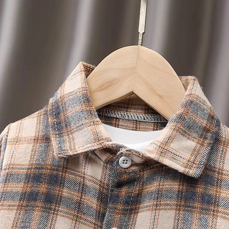 Kinder-Hemd-Kleidung, Frühling, Kariertes Kinder-Hemd – Klassische Baumwoll-Bluse für Jungen & Mädchennne Blusen, Kleidung, Kleinkind, Jungen, karierte Baumwolle, Tops, 1, 2, 3, 4 Jahre, Kinder-Langarmshirt