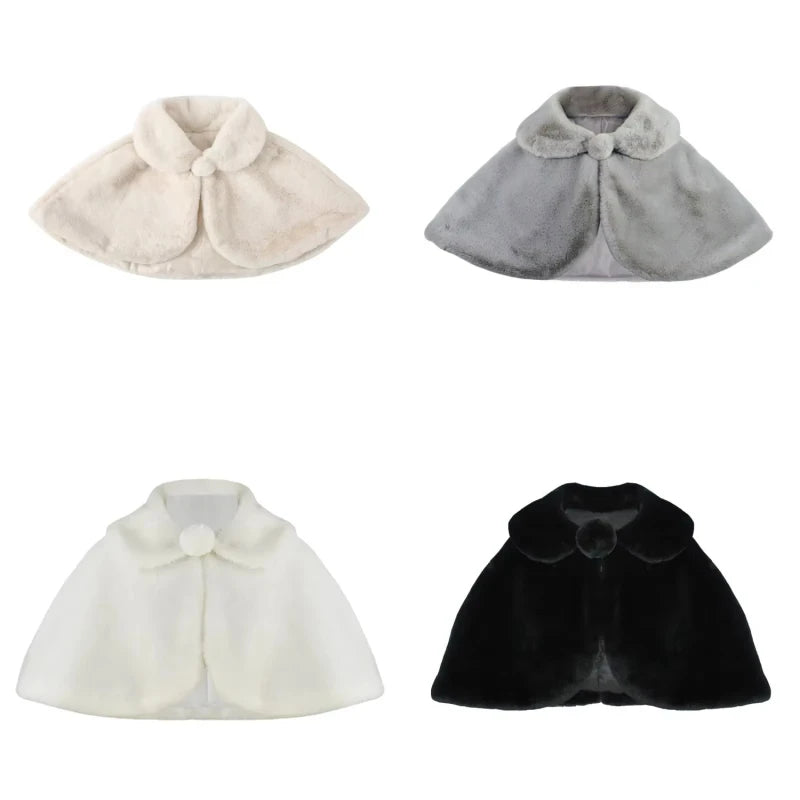 Mädchen Plüsch Schal Elegante Prinzessin Kleid Passenden Mantel Blume Mädchen Mantel Kinder Einfarbig Revers Cape Zubehör