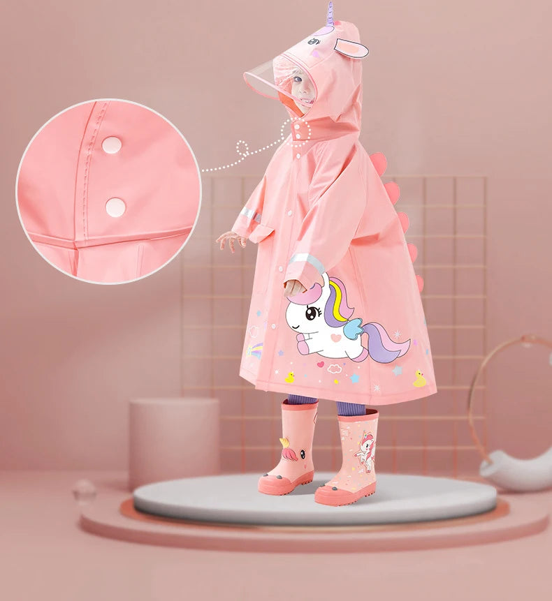 Niedlicher Polyester-Kinder-Regenmantel, wasserdichter Regenmantel für den Außenbereich, für Kinder, undurchlässiger Poncho, Regenjacke für Jungen und Mädchen