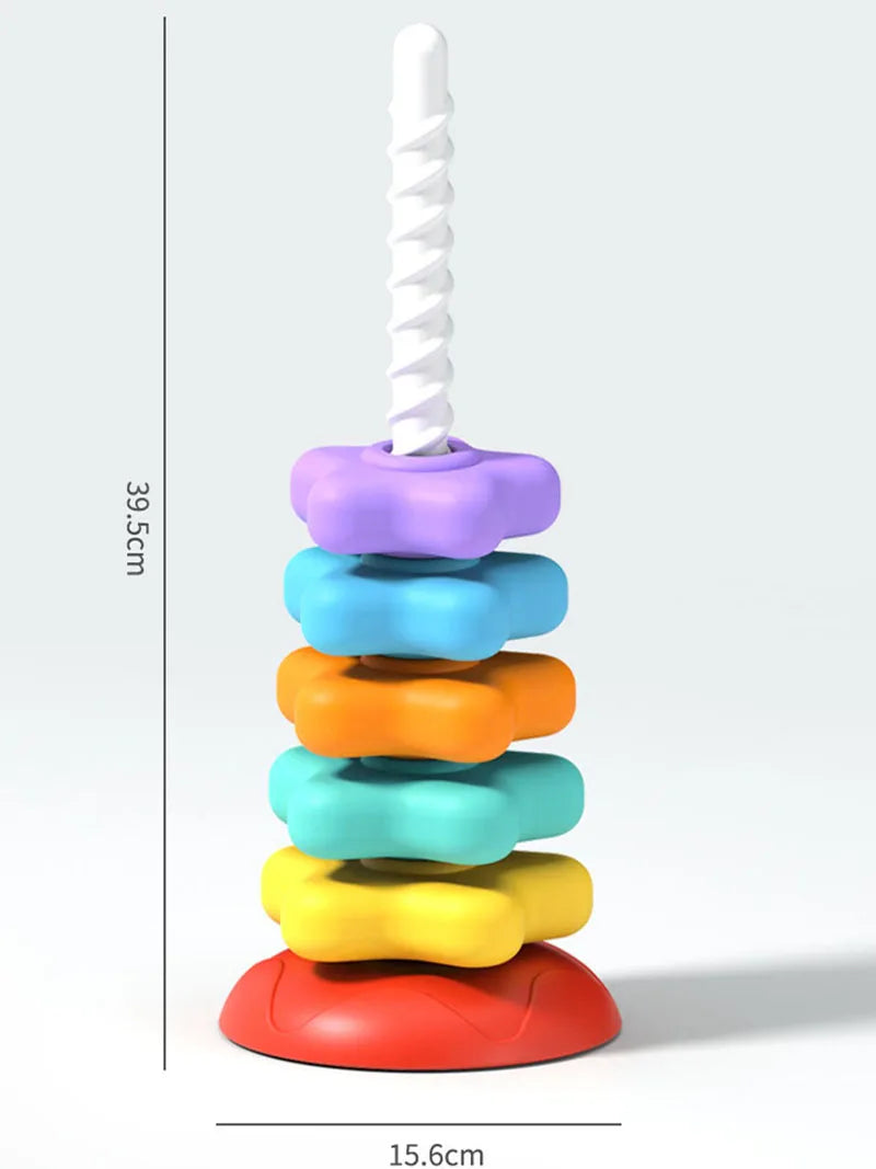 Montessori Regenbogen-Spinturm – Pädagogisches Steck- und Drehspiel für Kinder