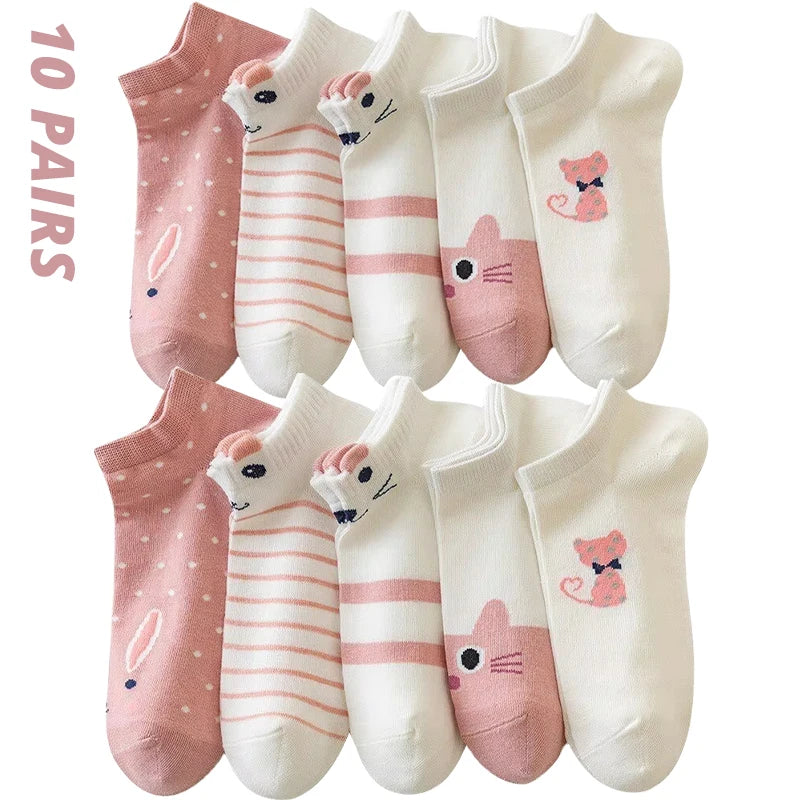 5/10/20 Kinder kurze Röhrensocken mit verschiedenen Motiven – Trendige, dünne Socken für alle Jahreszeiten, niedrig geschnitten, modisches Style-Accessoire