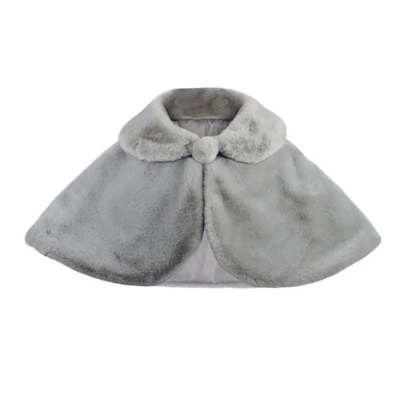Mädchen Plüsch Schal Elegante Prinzessin Kleid Passenden Mantel Blume Mädchen Mantel Kinder Einfarbig Revers Cape Zubehör
