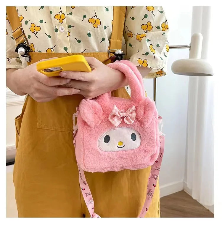 Hello Kitty Sanrio Kawaii Plüsch-Tasche – Tragbare Umhängetasche, Kosmetiktasche & Geschenk für Mädchen & Damen