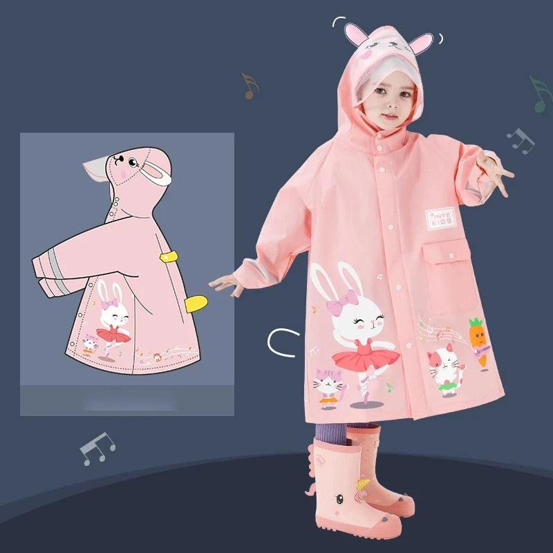 Niedlicher Polyester-Kinder-Regenmantel, wasserdichter Regenmantel für den Außenbereich, für Kinder, undurchlässiger Poncho, Regenjacke für Jungen und Mädchen
