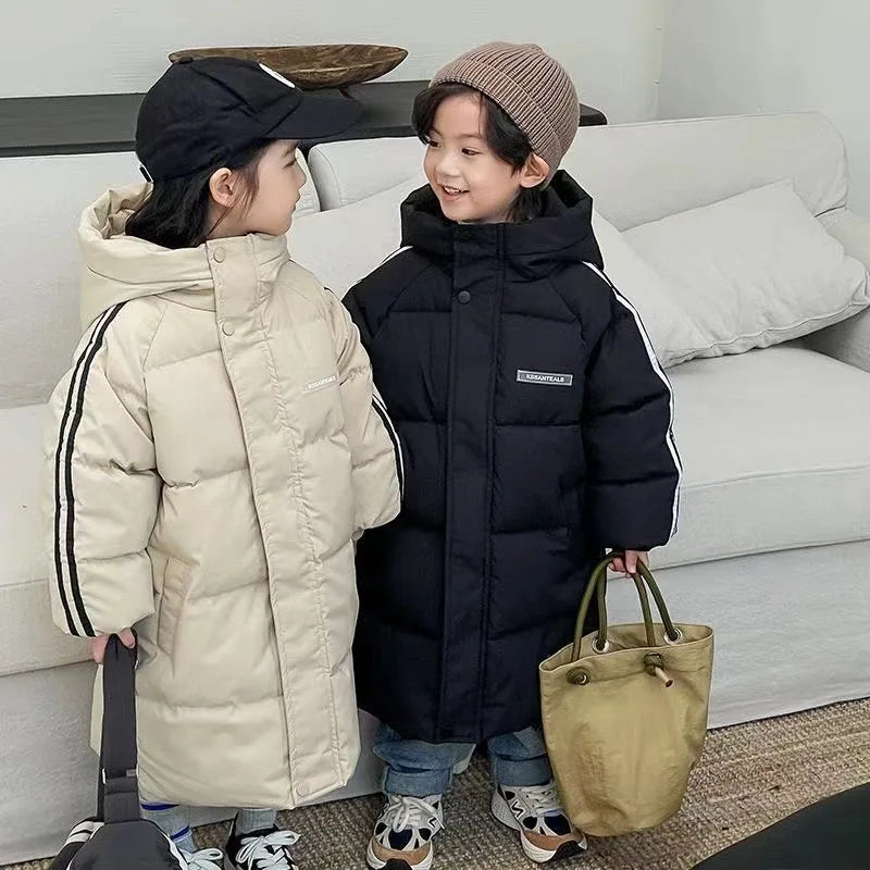 Kate's Dream Warme Baumwolljacke für Kinder – Gefütterter Wintermantel mit Kapuzeaumwolle Gefütterte Mäntel Kinder Lange Unten Herbst Winter Teen Baumwolle Kleidung Oberbekleidung Große Kinder Verdicken warme Jacke