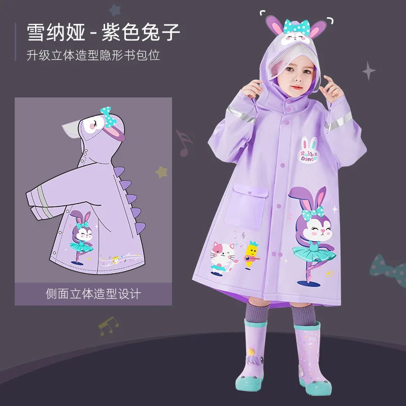 Niedlicher Polyester-Kinder-Regenmantel, wasserdichter Regenmantel für den Außenbereich, für Kinder, undurchlässiger Poncho, Regenjacke für Jungen und Mädchen