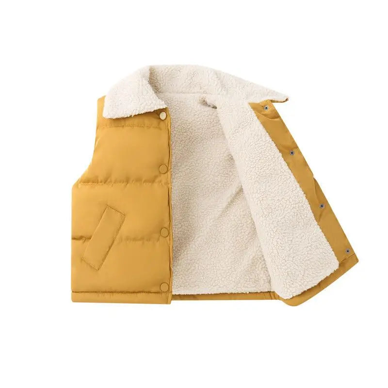 Unisex Kinder-Weste – Warme, ärmellose Jacke mit Umlegekragen