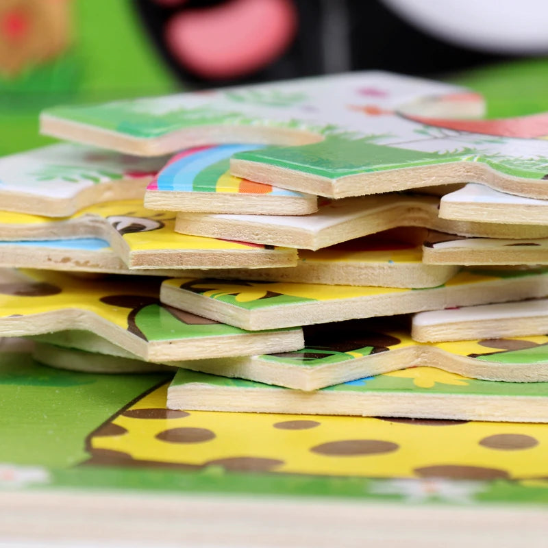 12/9 Stück Holzpuzzle für Kinder – Spaß, Lernen & Kreativität mit Fahrzeugen & Tieren