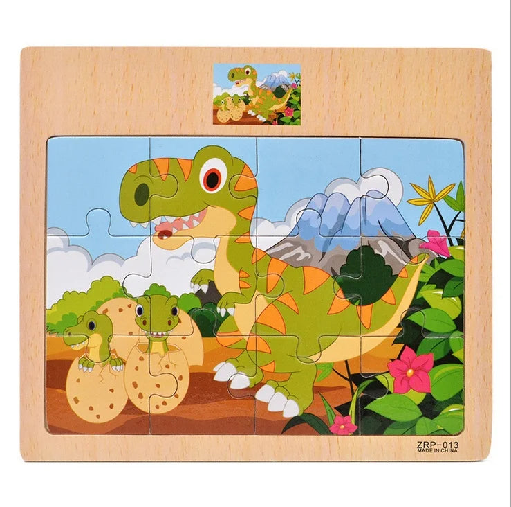 12/9 Stück Holzpuzzle für Kinder – Spaß, Lernen & Kreativität mit Fahrzeugen & Tieren
