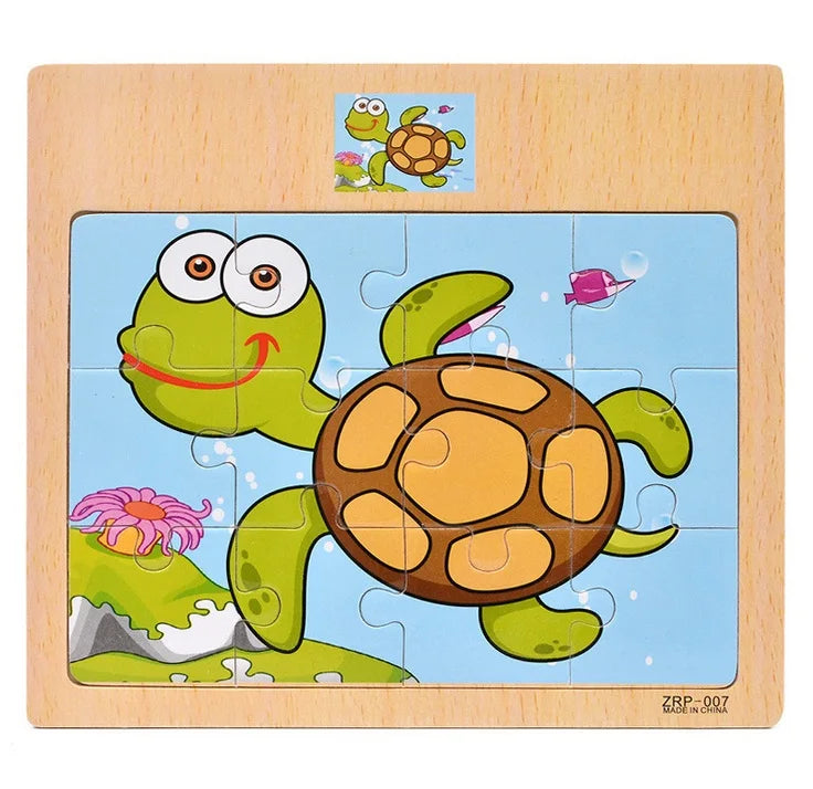 12/9 Stück Holzpuzzle für Kinder – Spaß, Lernen & Kreativität mit Fahrzeugen & Tieren