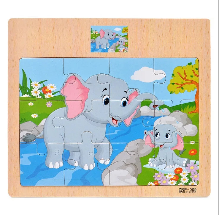 12/9 Stück Holzpuzzle für Kinder – Spaß, Lernen & Kreativität mit Fahrzeugen & Tieren