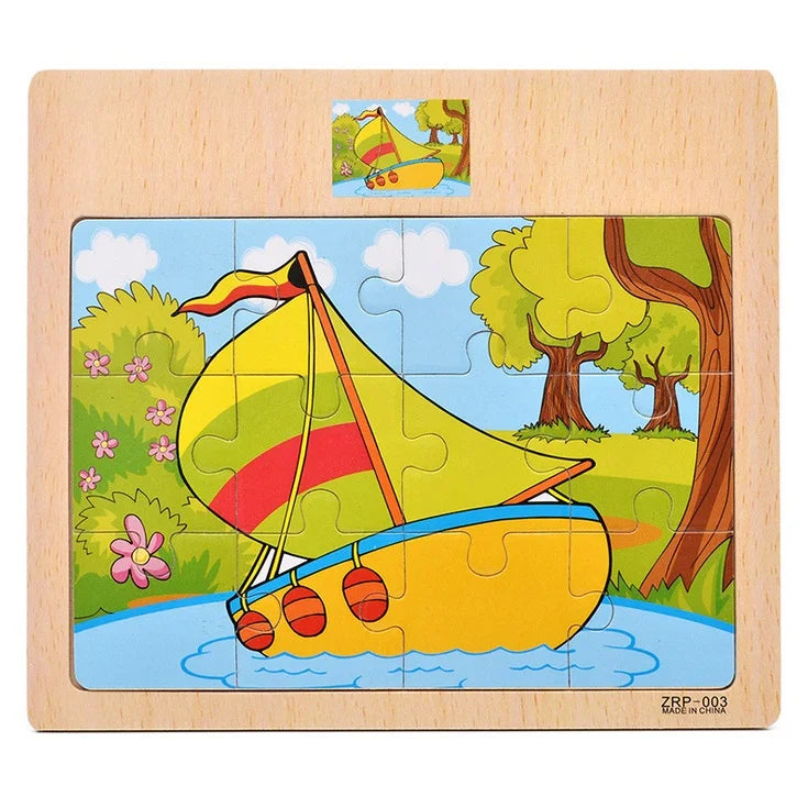 12/9 Stück Holzpuzzle für Kinder – Spaß, Lernen & Kreativität mit Fahrzeugen & Tieren