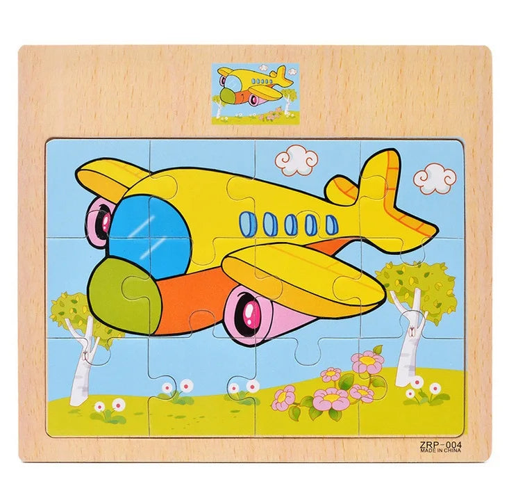 12/9 Stück Holzpuzzle für Kinder – Spaß, Lernen & Kreativität mit Fahrzeugen & Tieren