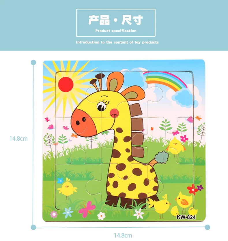 12/9 Stück Holzpuzzle für Kinder – Spaß, Lernen & Kreativität mit Fahrzeugen & Tieren