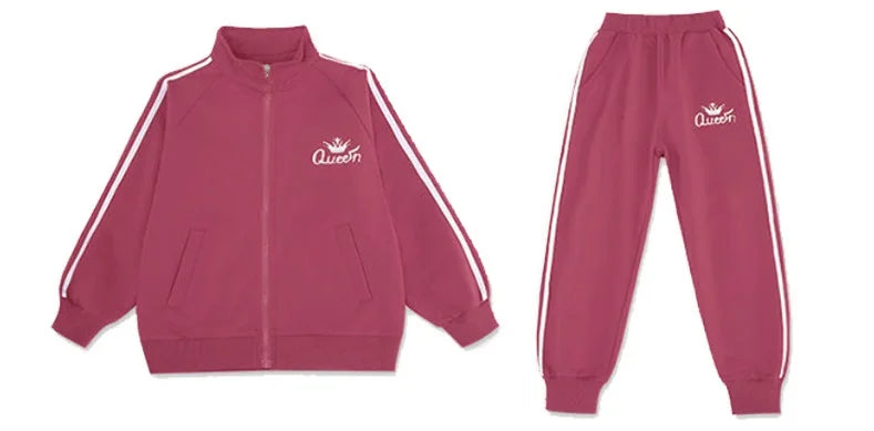 Stylischer Teenager-Trainingsanzug für Mädchen – Gestreiftes 2-teiliges Set