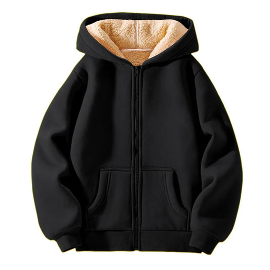 Kinder-Kapuzenjacke – Warme Jacke aus Lammwolle für Herbst und Winter