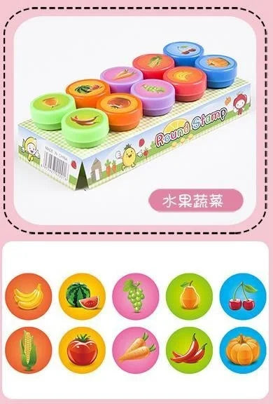 10 Stück bunte Kinder-Stempel – Kreatives Basteln, Malen & Dekorieren für kleine Künstler!