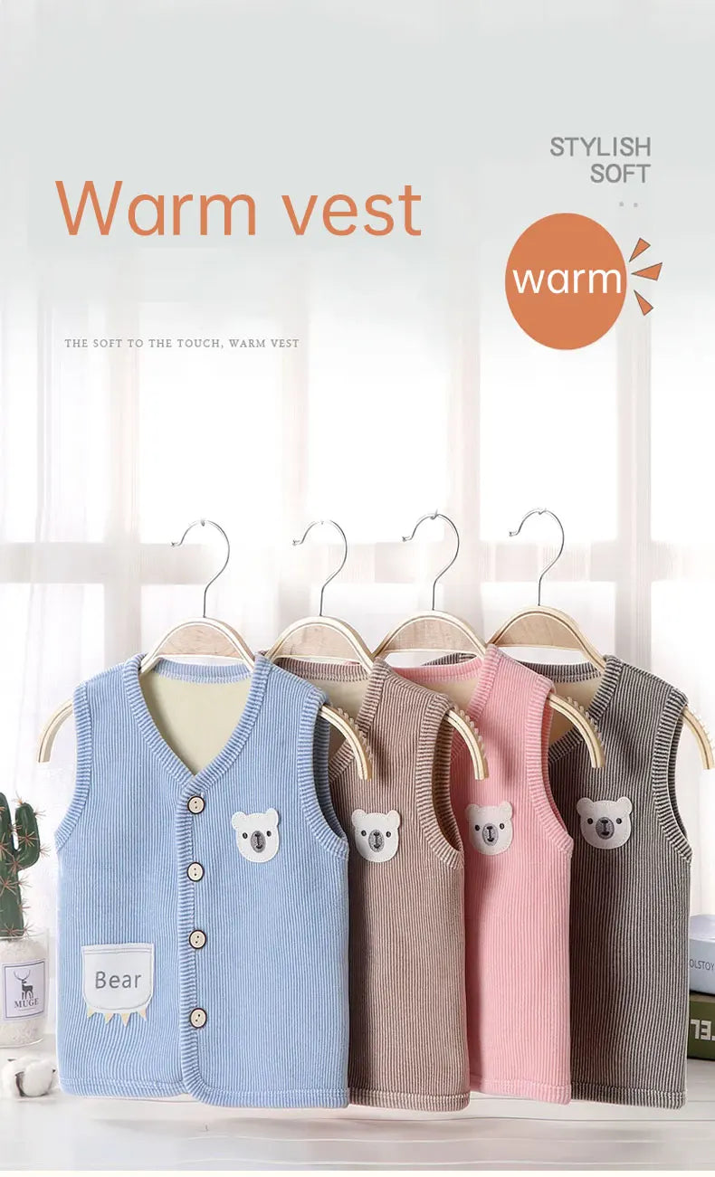Warme Kinderweste für Jungen und Mädchen – Verdickte Samtweste mit Futter, für Herbst und Winter, leichtes Jacken-Design