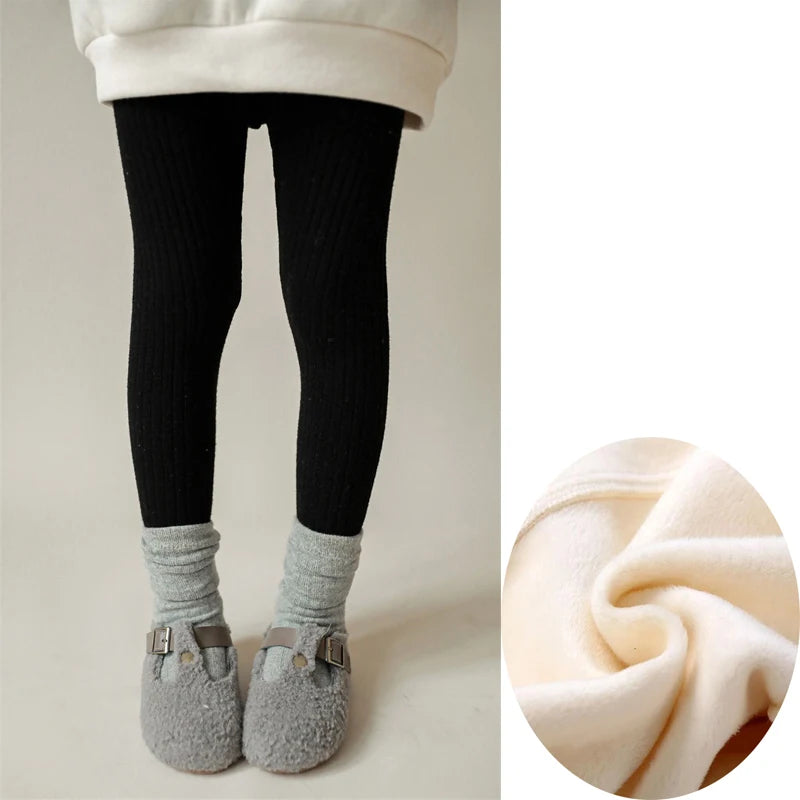 Herbst Winter Mädchen Hosen Verdickung Warme Fleece Hosen Für Mädchen Leggings Kinder Baby Elastizität Schlank Streifen Hosen