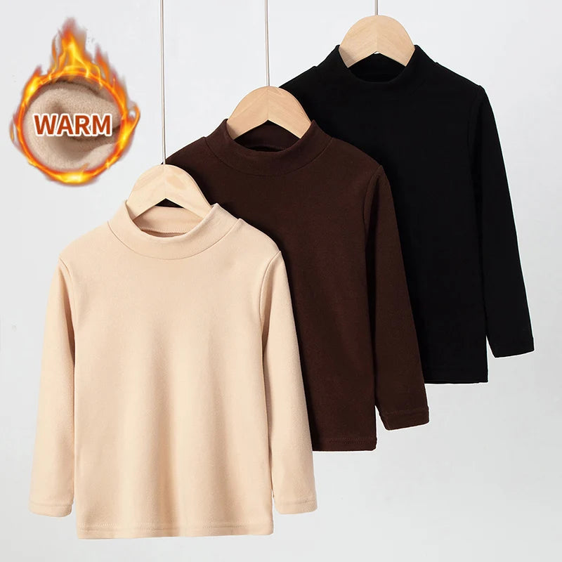 Unisex Langarm-T-Shirt mit mittelhohem Kragen  – Schlichtes Basic für Herbst und Winter auch im 3er Pack