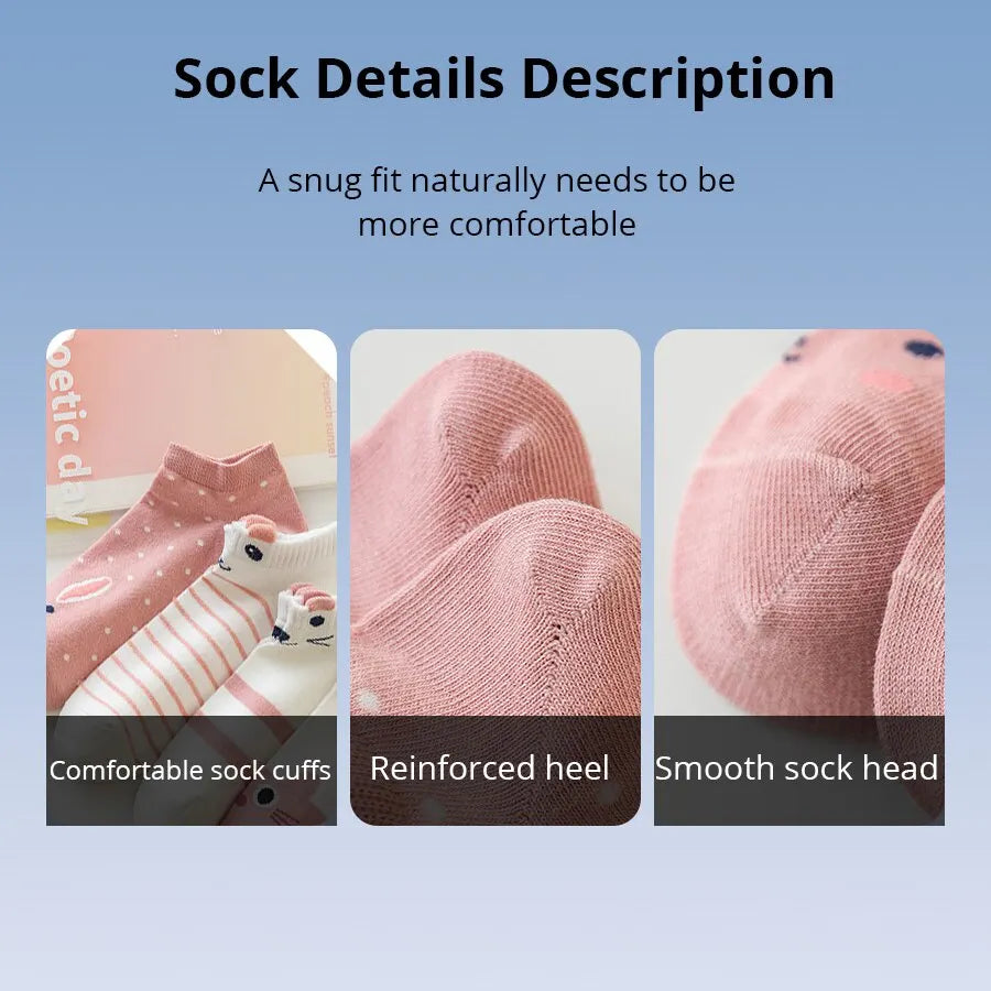 5/10/20 Kinder kurze Röhrensocken mit verschiedenen Motiven – Trendige, dünne Socken für alle Jahreszeiten, niedrig geschnitten, modisches Style-Accessoire