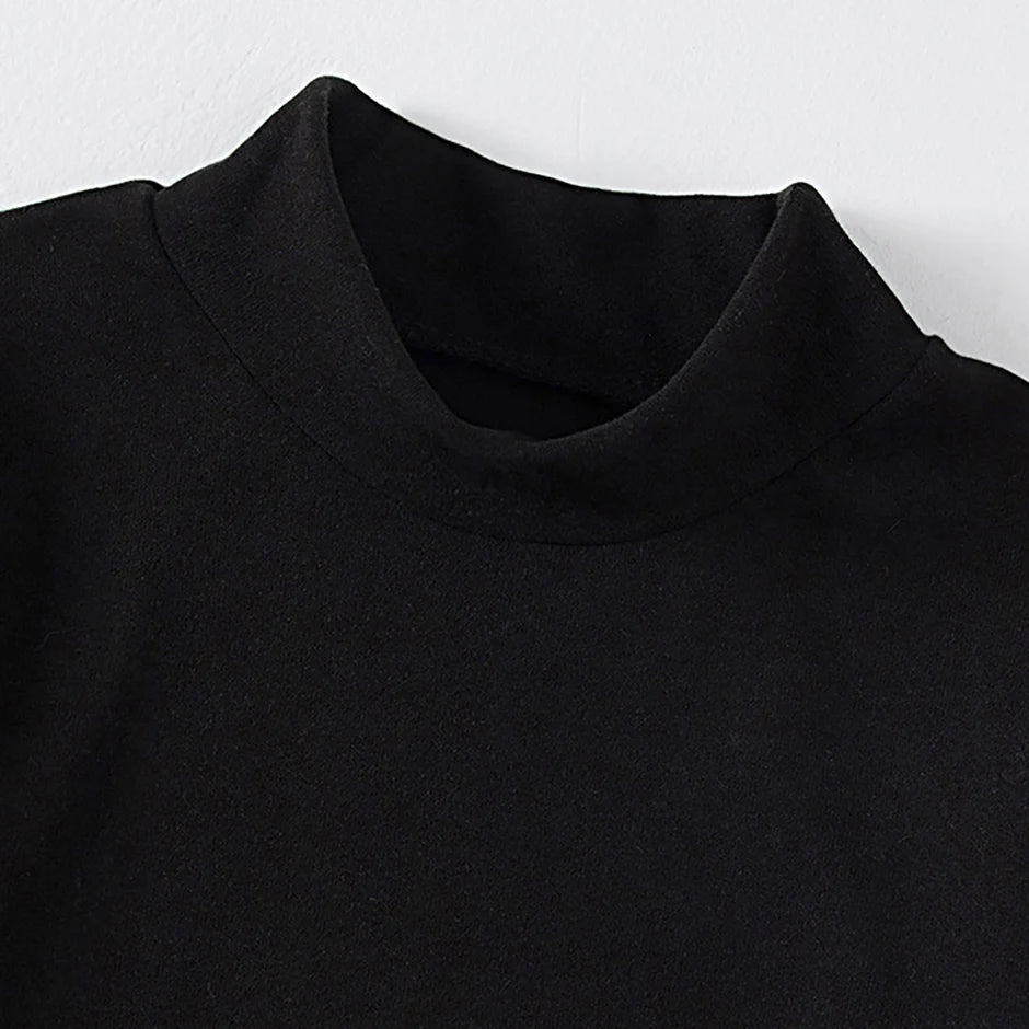 Unisex Langarm-T-Shirt mit mittelhohem Kragen  – Schlichtes Basic für Herbst und Winter auch im 3er Pack