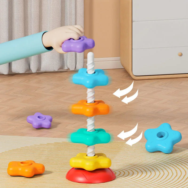 Montessori Regenbogen-Spinturm – Pädagogisches Steck- und Drehspiel für Kinder