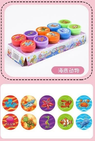 10 Stück bunte Kinder-Stempel – Kreatives Basteln, Malen & Dekorieren für kleine Künstler!
