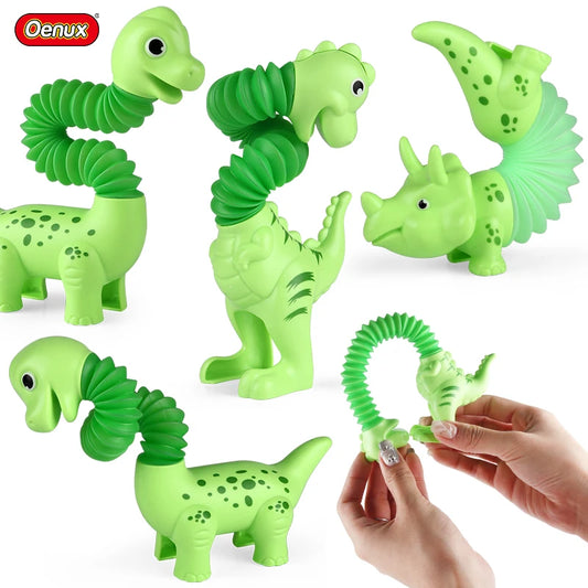 3er Set Biegsame Pop Rohr Dinosaurier – Stressabbau & Spaß für Kinder und Erwachsene (3–12 Jahre)