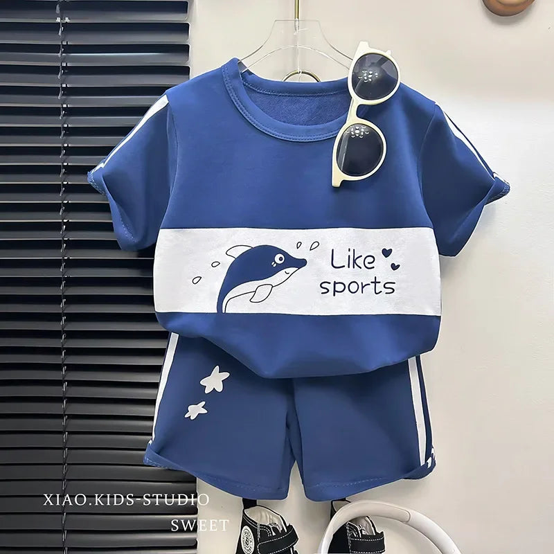 Gestreiftes Sommer-Set für Kinder – Kurzarm-Shirt & Shorts