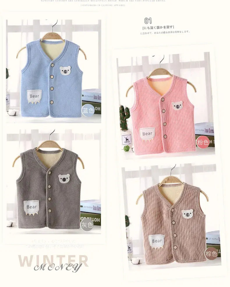 Warme Kinderweste für Jungen und Mädchen – Verdickte Samtweste mit Futter, für Herbst und Winter, leichtes Jacken-Design