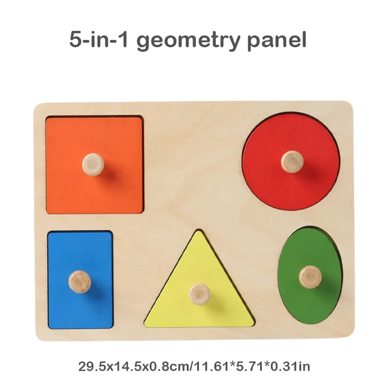 Montessori Holz-Puzzle – Geometrisches Formen- und Farbabstimmungsspiel für Kleinkinder