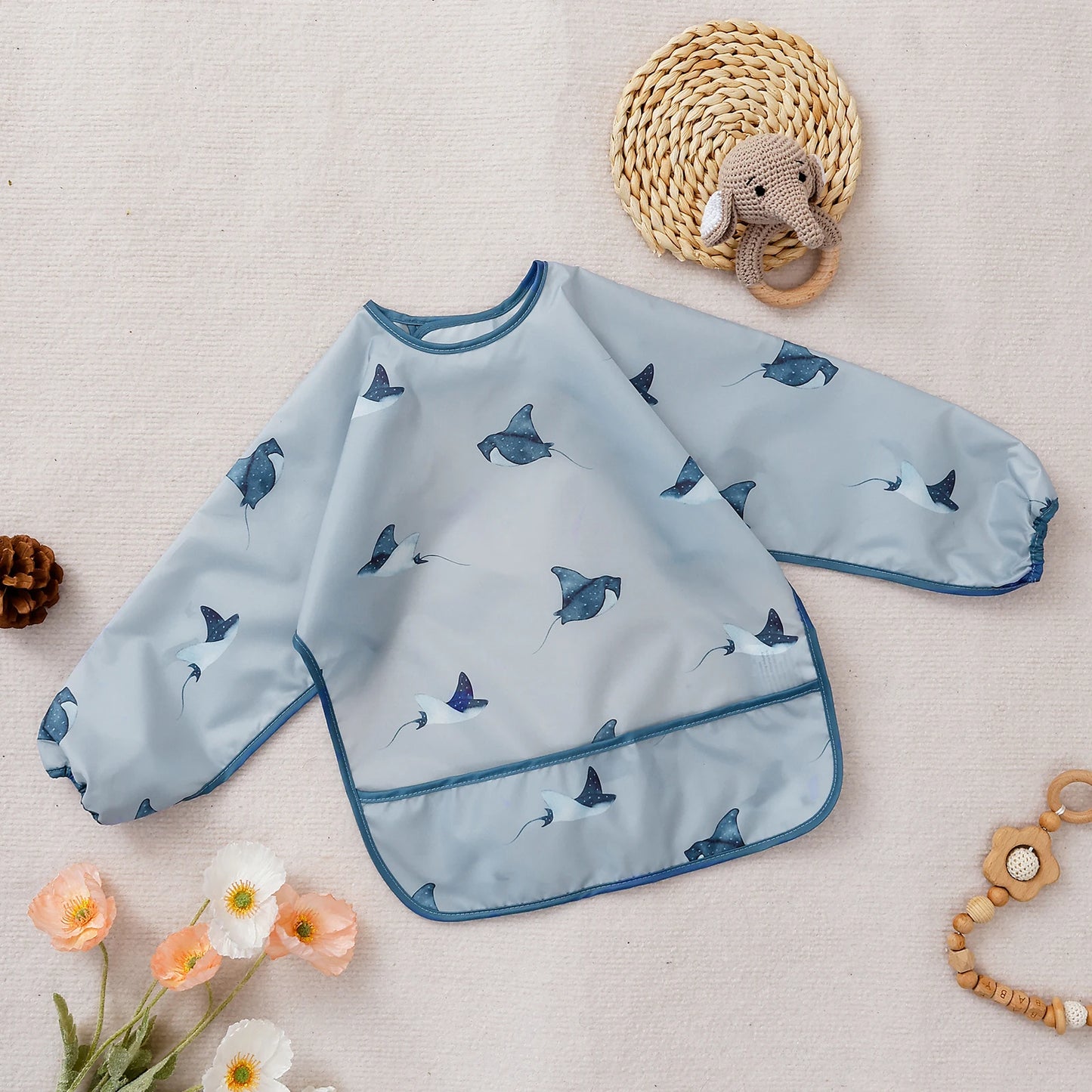 Elinfant Baby / Kleinkind Langarm-Lätzchen – Das praktische All-in-One Wasserdichte Lätzchen für Babys!