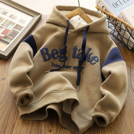Fleece-Hoodie für Jungen – Warmer Pullover mit Buchstabendruck