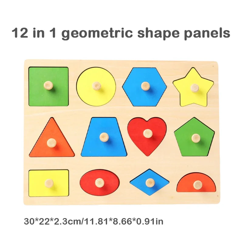Montessori Holz-Puzzle – Geometrisches Formen- und Farbabstimmungsspiel für Kleinkinder