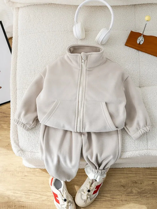 Warmer Fleece-Anzugset für Babys – Jacke und Hose für Winter & Herbst