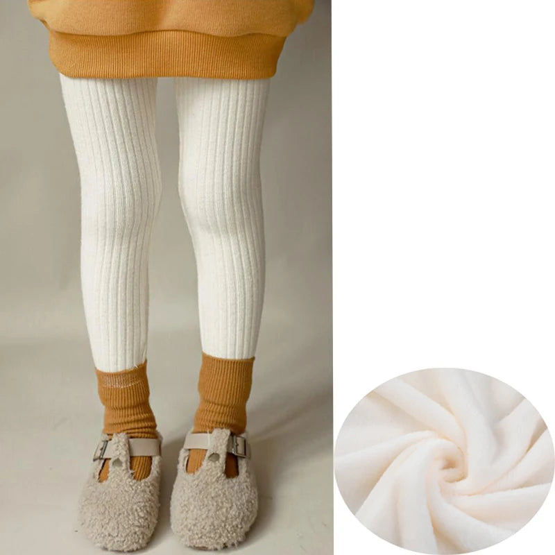 Herbst Winter Mädchen Hosen Verdickung Warme Fleece Hosen Für Mädchen Leggings Kinder Baby Elastizität Schlank Streifen Hosen