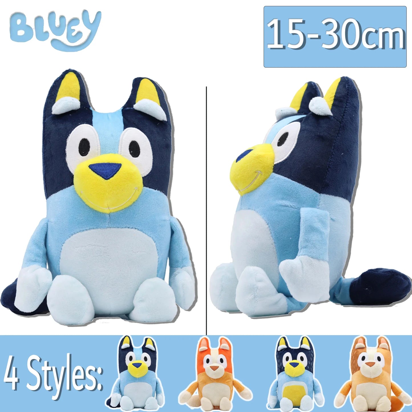 Plüschpuppen Bluey & Bingo ( 15 cm / 30 cm )  – Die kuscheligen Helden aus der TV-Serie