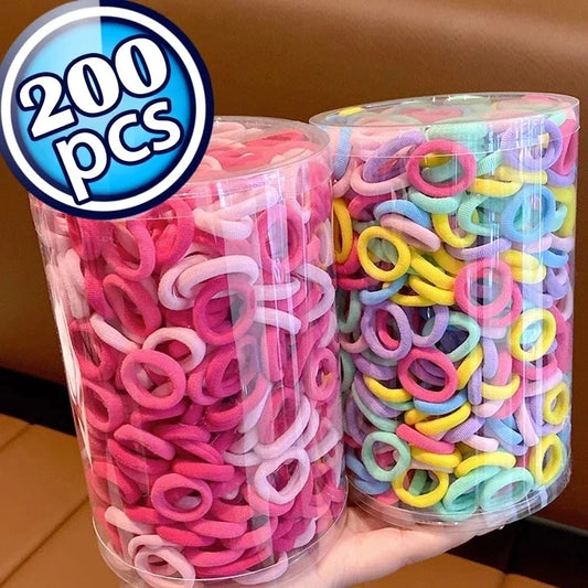 200er Set Bunte Haargummis – Elastische Haarbänder für Kinder