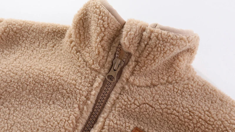 Stylishe & Warme Fleece-Jacke für Kinder  – Plüsch-Mantel mit Reißverschluss für Herbst & Winter
