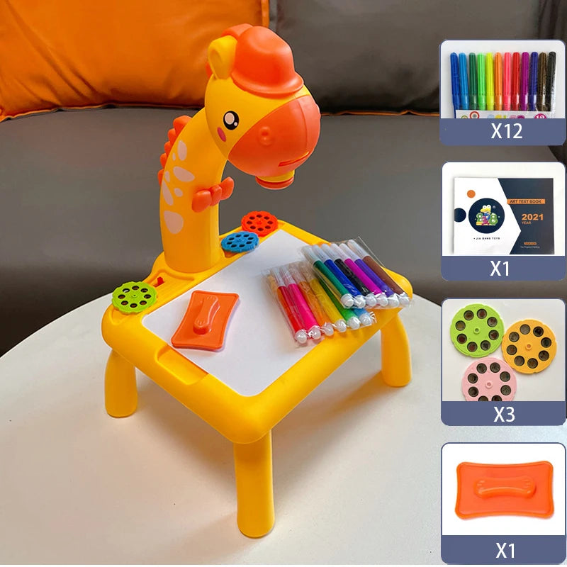 Kinder LED-Projektor & Malset – Lernspielzeug mit Zeichentisch, Pädagogisches Malbrett und Kreativwerkzeugen