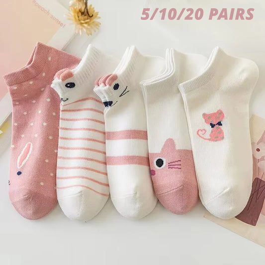 5/10/20 Kinder kurze Röhrensocken mit verschiedenen Motiven – Trendige, dünne Socken für alle Jahreszeiten, niedrig geschnitten, modisches Style-Accessoire