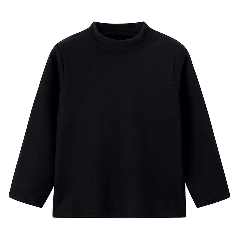 Unisex Langarm-T-Shirt mit mittelhohem Kragen  – Schlichtes Basic für Herbst und Winter auch im 3er Pack