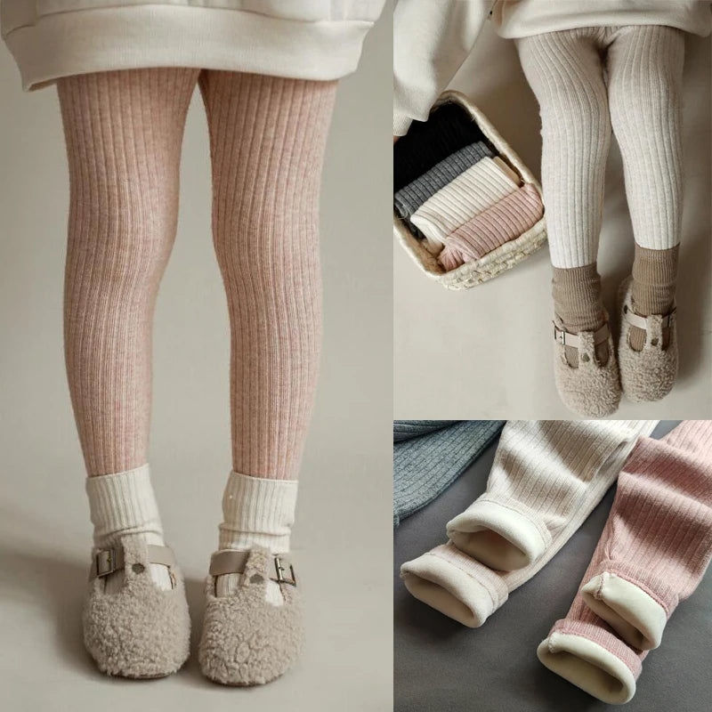 Herbst Winter Mädchen Hosen Verdickung Warme Fleece Hosen Für Mädchen Leggings Kinder Baby Elastizität Schlank Streifen Hosen