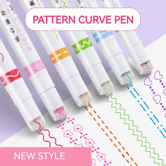 6-teiliges Textmarker- und Marker-Set – Kawaii, Kurven & Linien für Schule, Büro & Geschenk!