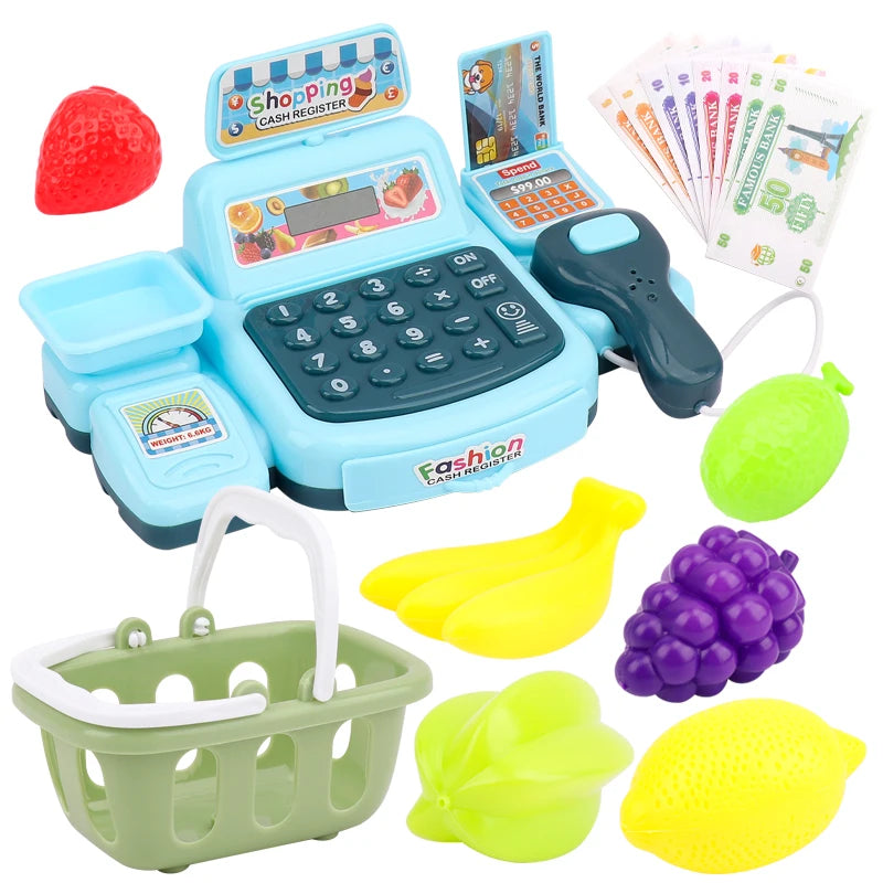 Elektronisches Supermarkt-Kassierer-Set – Simulationsspielzeug mit Beleuchtung und Soundeffekten, Spielzeug für Einkaufsladen, Verkaufsstand, Spielzeug für Kinder zum Rollenspiel