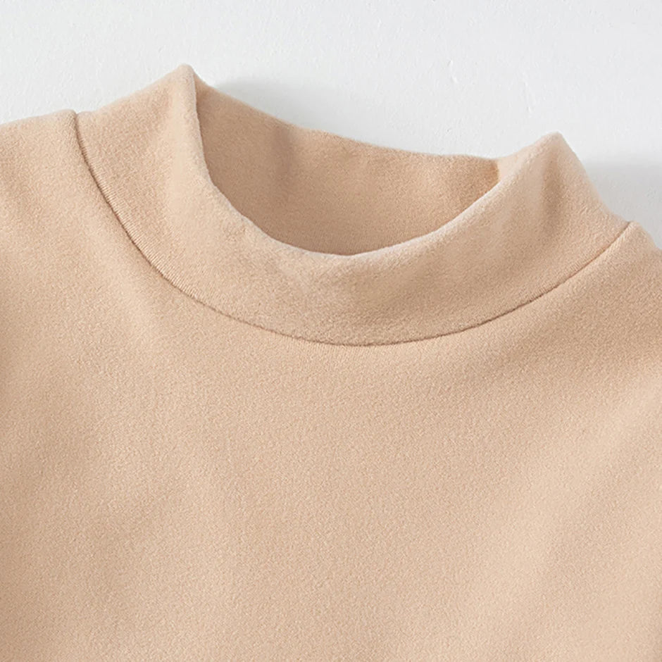 Unisex Langarm-T-Shirt mit mittelhohem Kragen  – Schlichtes Basic für Herbst und Winter auch im 3er Pack