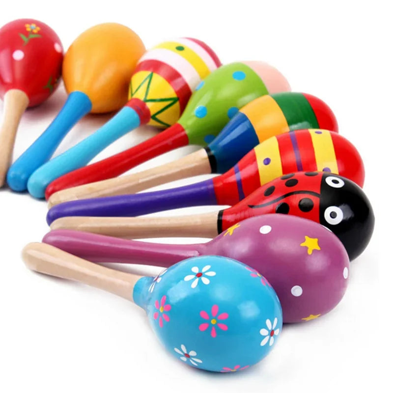 Große Montessori Baby Holzspielzeugrassel – Bunte Musikinstrumente für kleine Entdecker