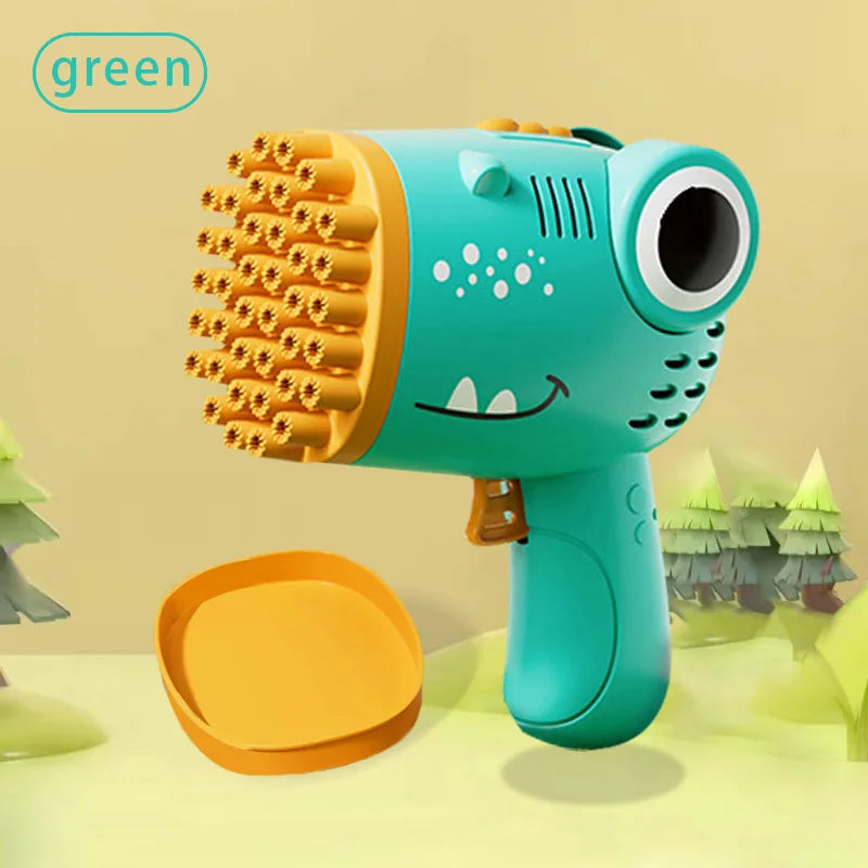 40-Loch Dinosaurier Blase Handheld Bubble Machine – Elektrische Seifenblasenpistole für Outdoor, Hochzeiten & Feiern (Ohne Wasser)